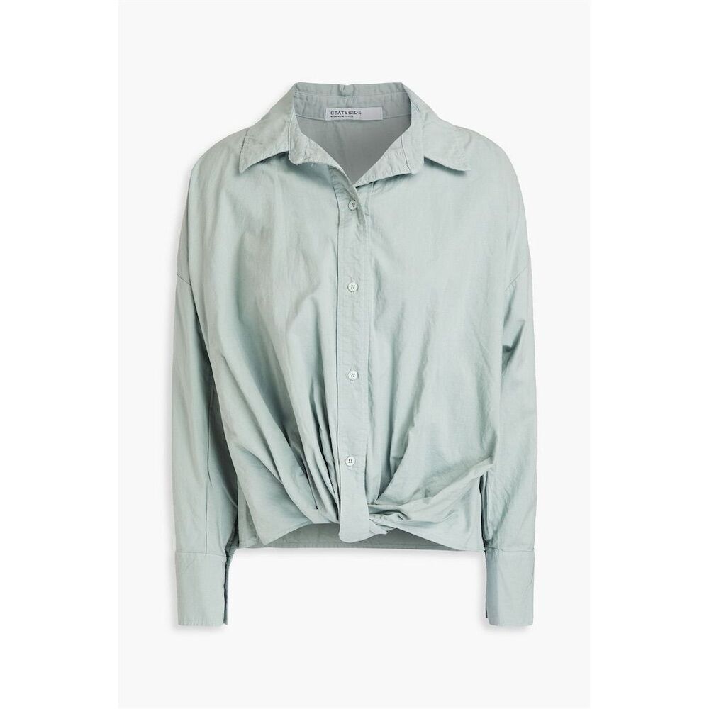NWT Stateside Women's Voile Long Sleeve Front Twist Button-Up Shirt Size XS Fern
